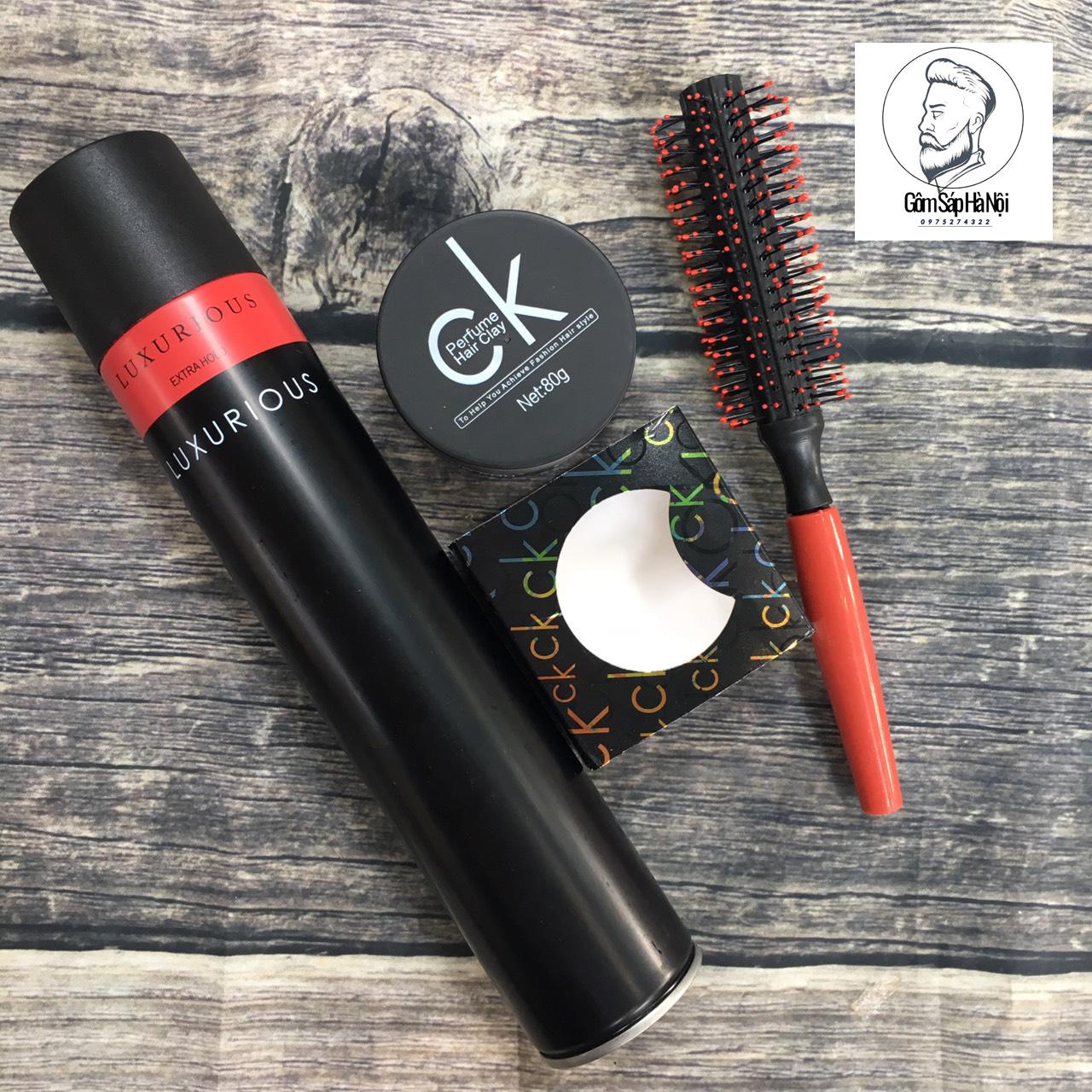 Combo Gôm Xịt Tóc Luxurious + Sáp Vuốt Tóc C-K Tặng Lược Tạo Kiểu