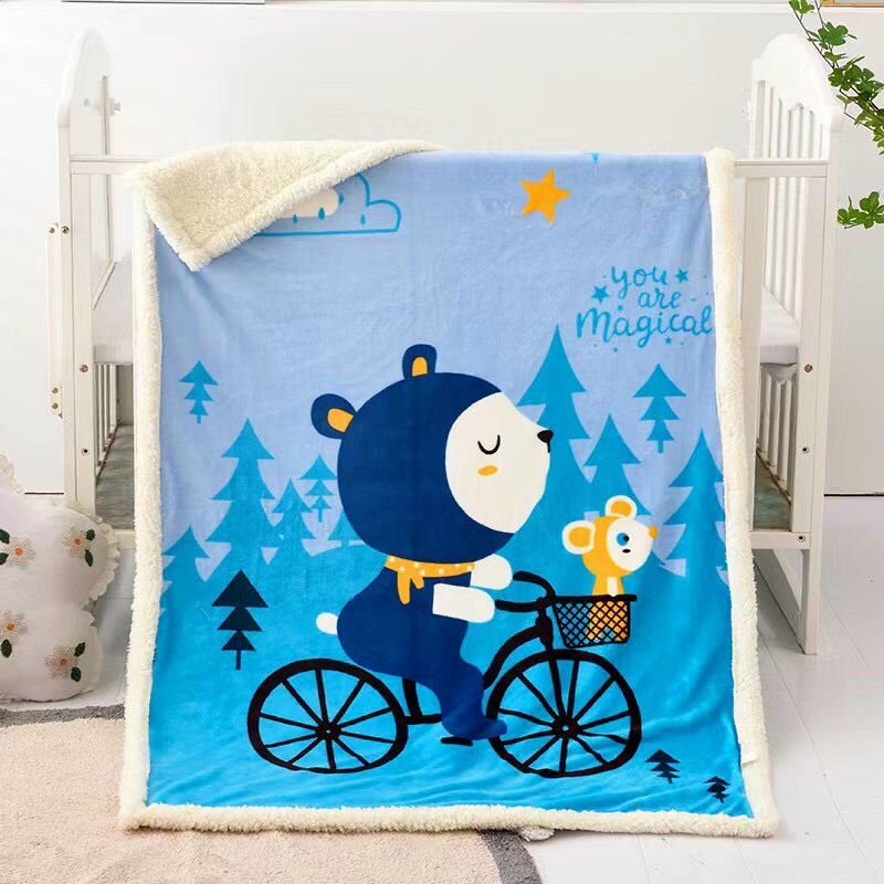 chăn cho bé EMMIBEDDING STORE 2 lớp loại dày cho bé , chăn cho bé đi học đến trường