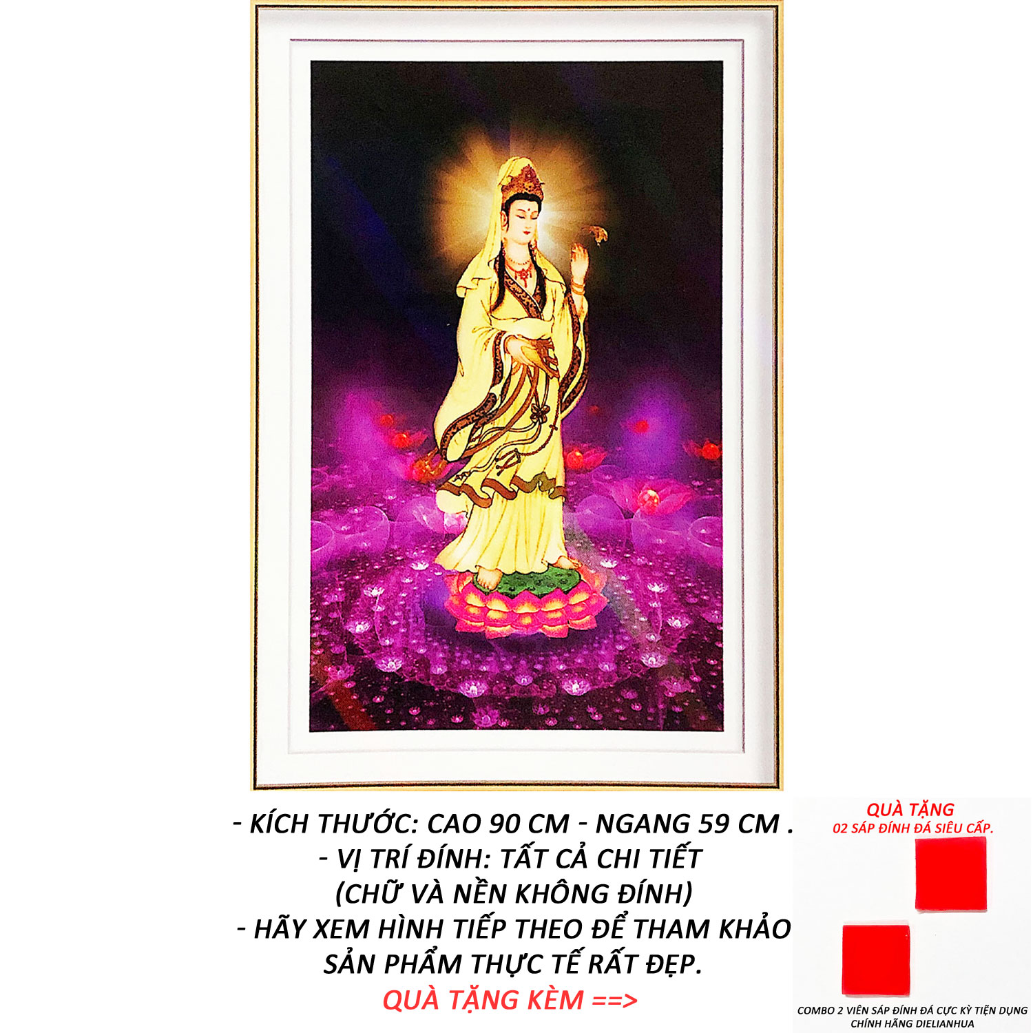 Tranh đính đá 5D - Mẹ quán thể âm bồ tát 08-Tranh Minh Hiền