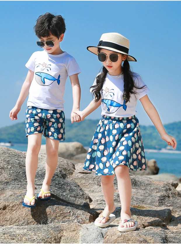 (Giá 1 bộ) Set Bộ Họa Tiết Cá Heo Bé Gái & Bé Trai TP18