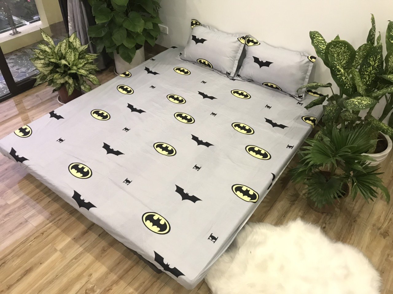 (FreeShip MAX) Bộ ga gối cotton poly 3 món họa tiết mẫu người dơi Kovico Kho chăn ga gối, ga giường, drap giường hà nội