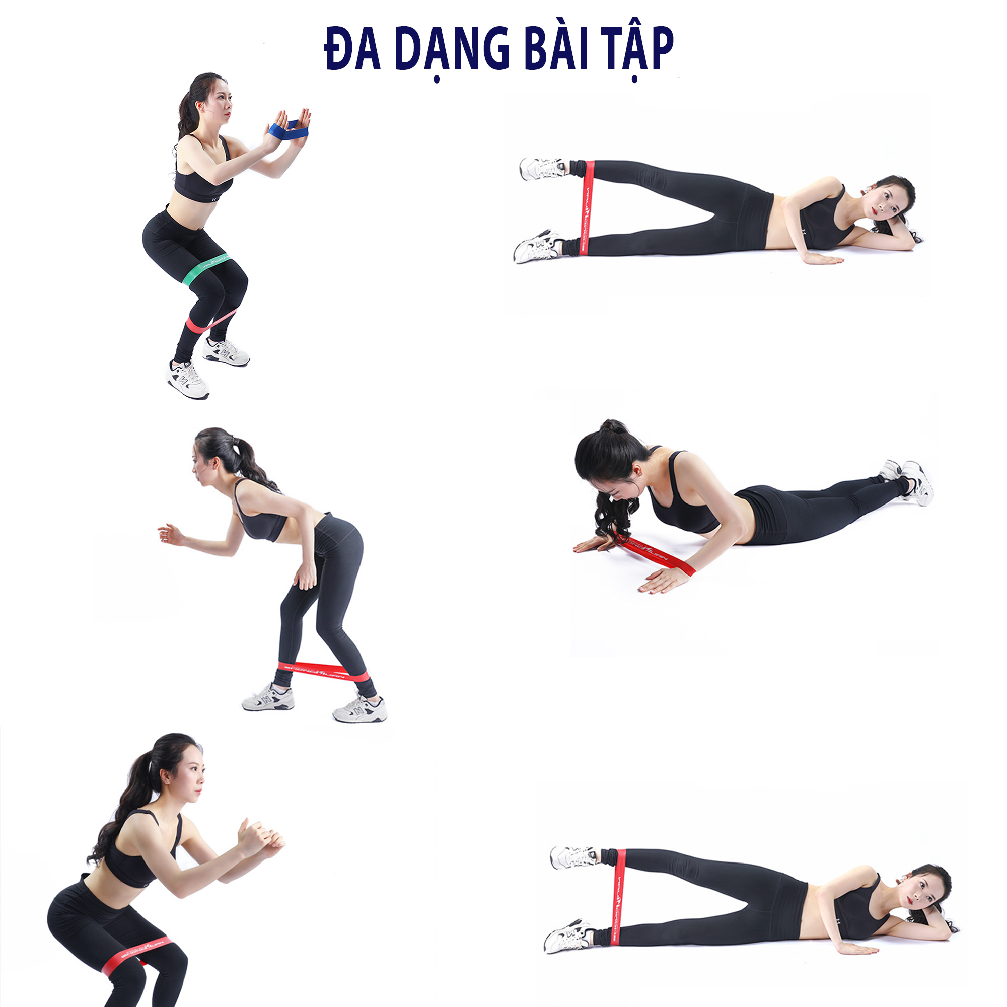 Dây Kháng Lực, Bộ 6 Dây Mini Band Cao Su Kháng Lực Tập Gym Yoga Chân Mông Aolikes AL3601 Nhà TXsport