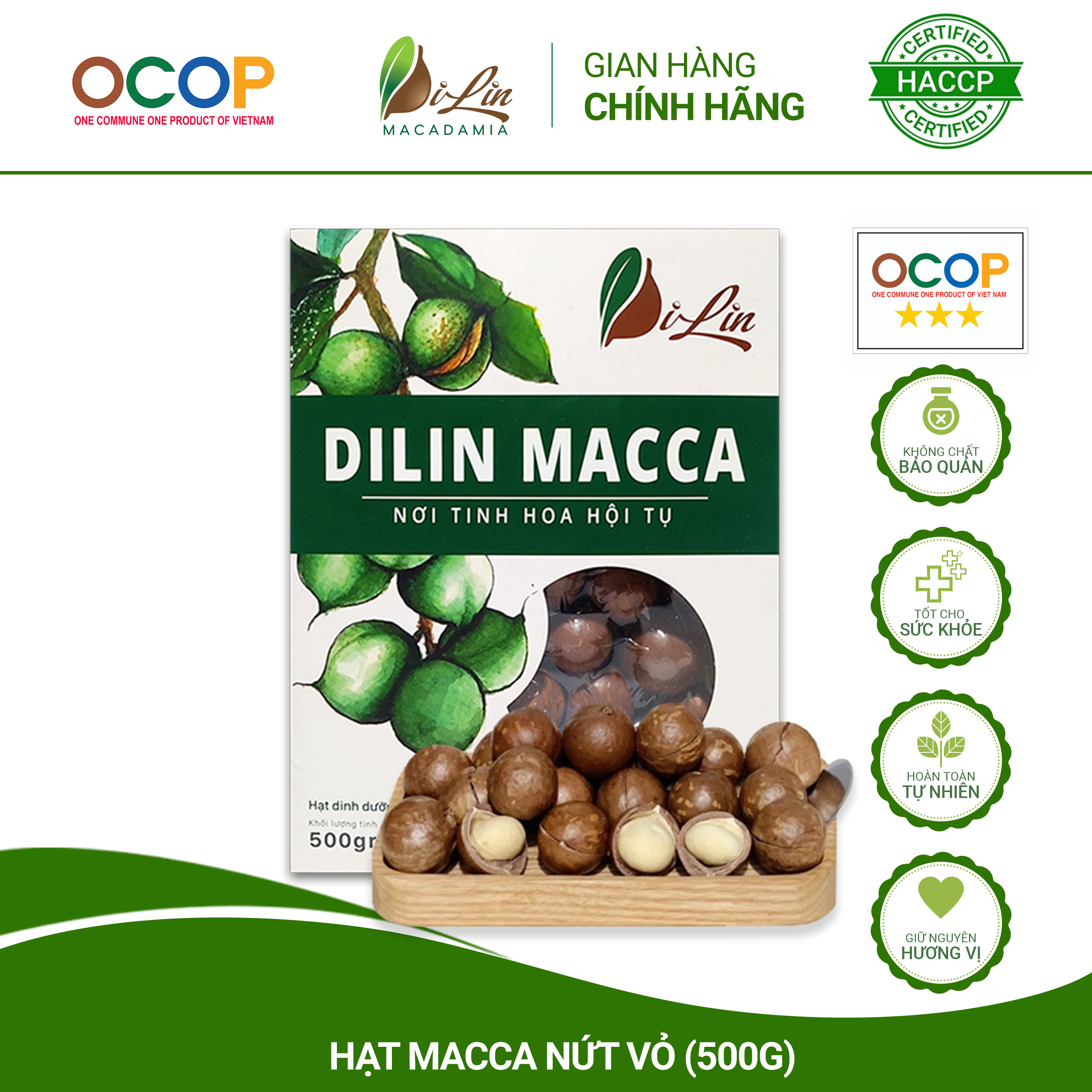 500g hạt macca sạch di linh lâm đồng hộp sang trọng
