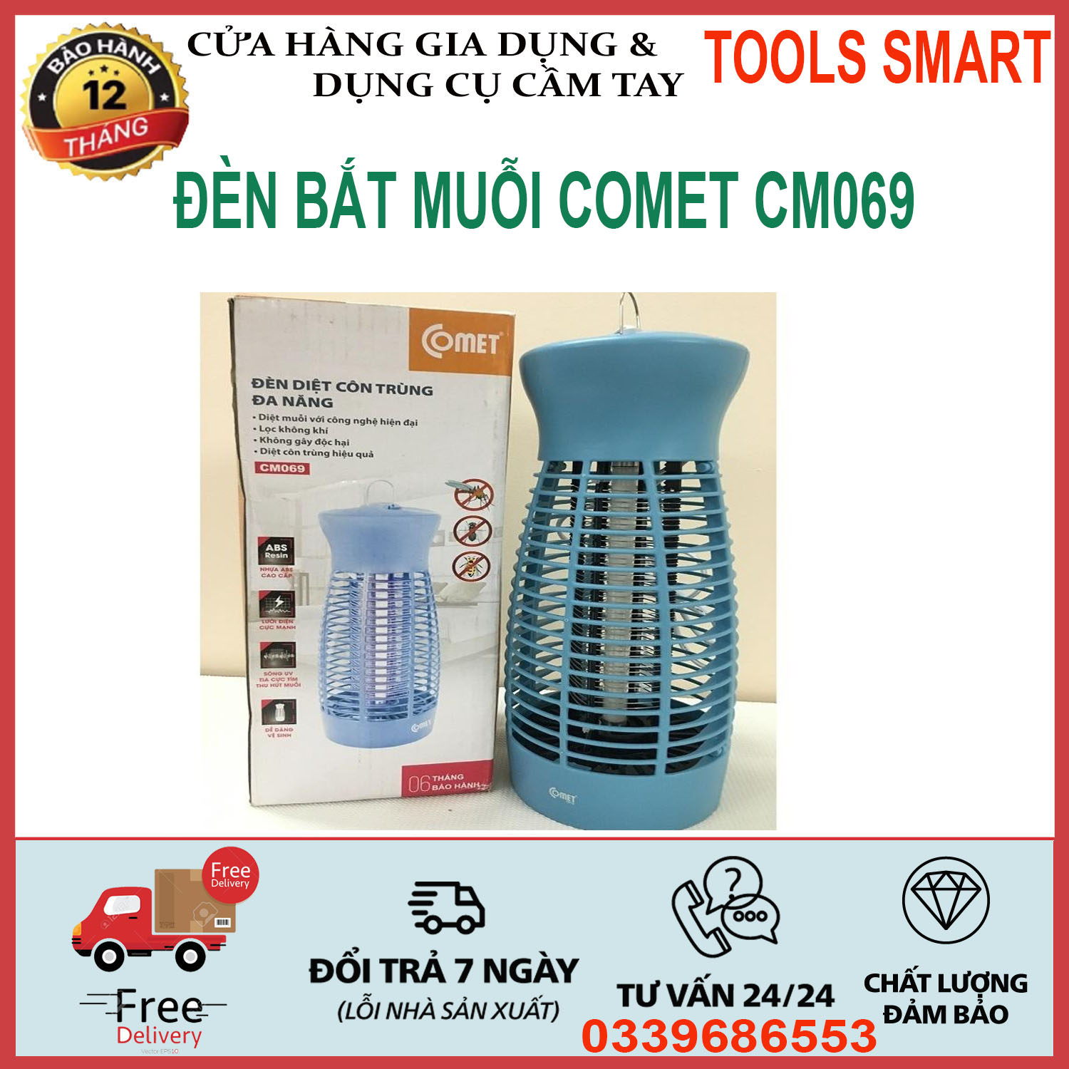 Đèn bắt muỗi comet cm069 , dụng cụ bắt muỗi thông minh . diệt côn trùng cực kỳ hiệu quả , bảo hành 12 tháng