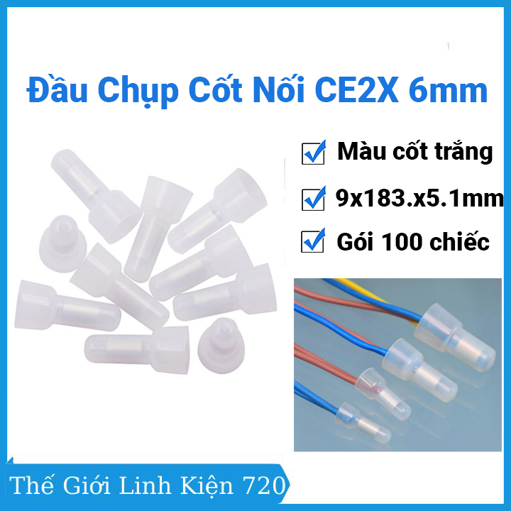 Gói 100 đầu chụp cốt nối ce2x 6mm