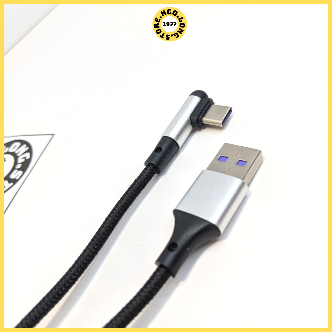 Dây Cáp Sạc Gập Đầu 1m2/ Cáp Sạc Nhanh 3A (Truyền Dữ Liệu) / Micro usb, type c, iphone, samsung - ( cáp sạc không vướng tay khi chơi game )
