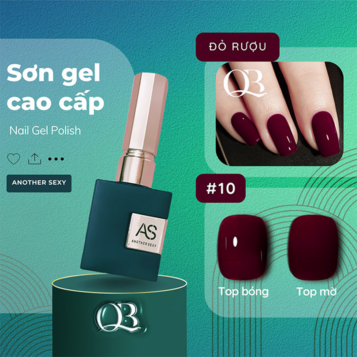 Sơn gel AS chai vuông màu đỏ rượu - sơn gel màu đỏ cherry 15ml (cần hơ đèn)