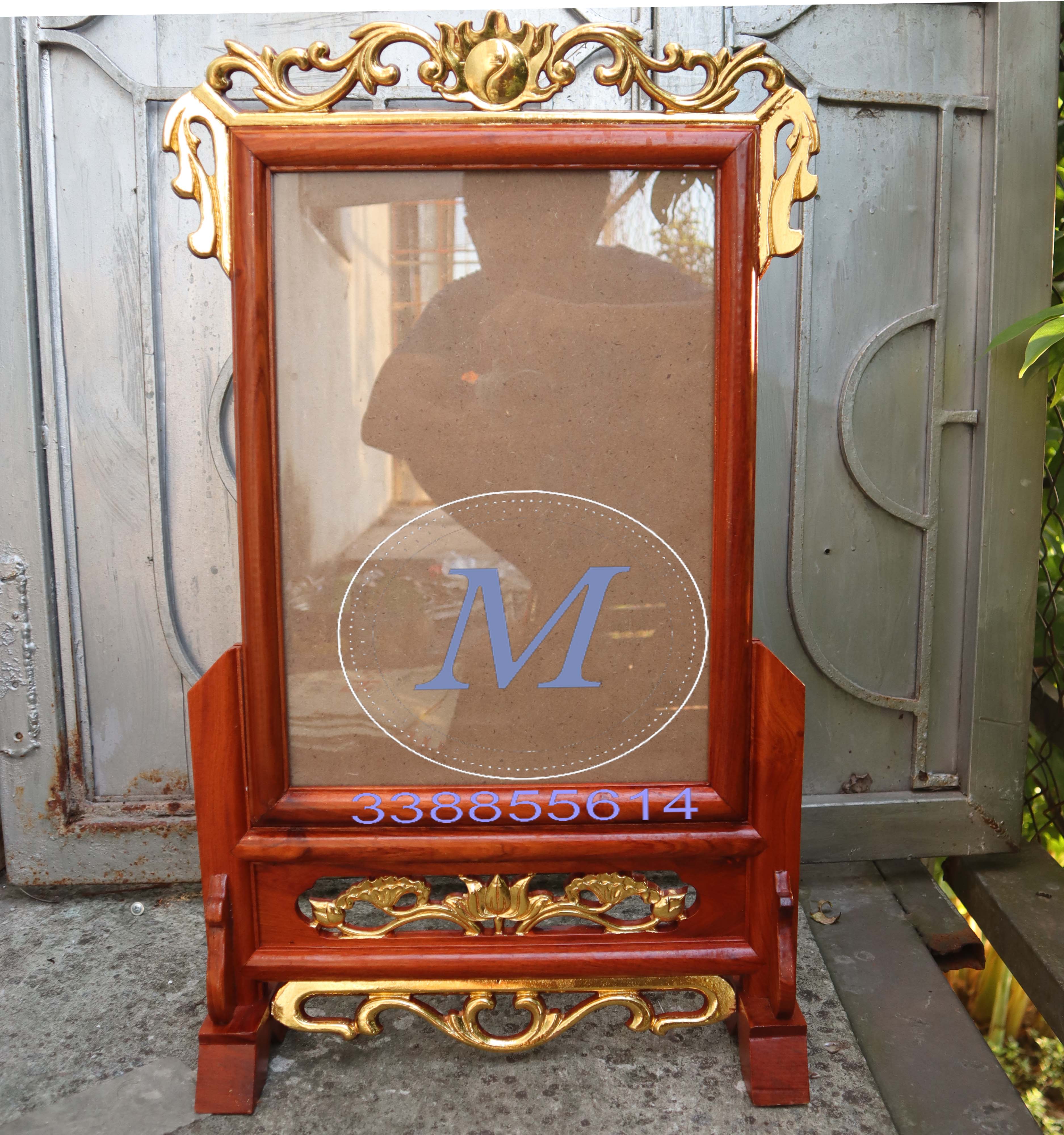 Khung ảnh thờ gia tiên chiện đơn rát vàng 5 cỡ ảnh thờ