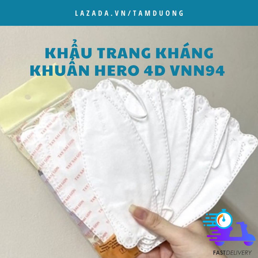 Khẩu trang kháng khuẩn cao cấp HERO 4D VNN94 (5c/hộp)