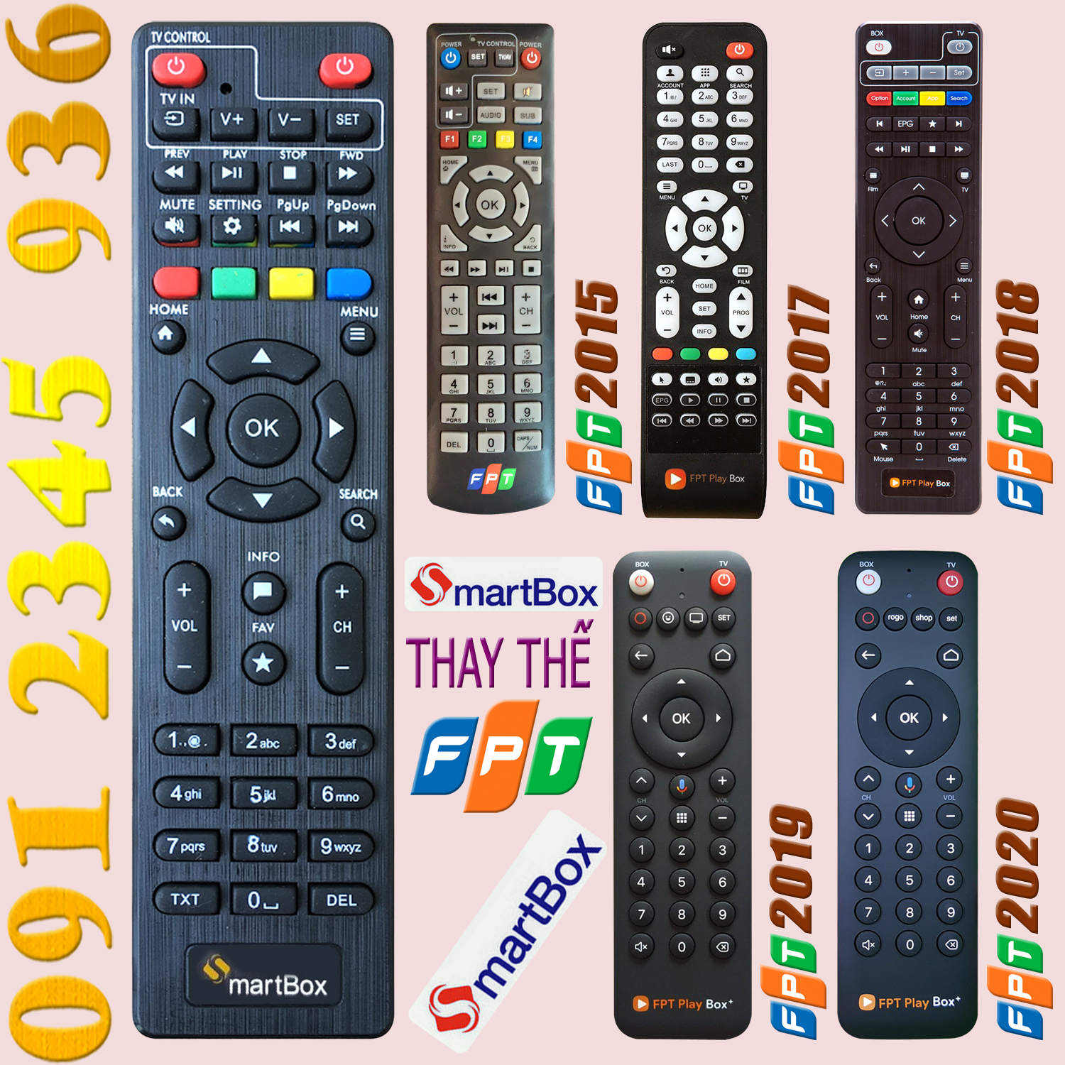 Điều khiển FPT' đời 2017 có [Học Lệnh] cho đầu kỹ thuật số TvBox Android. (Mẫu số 2)