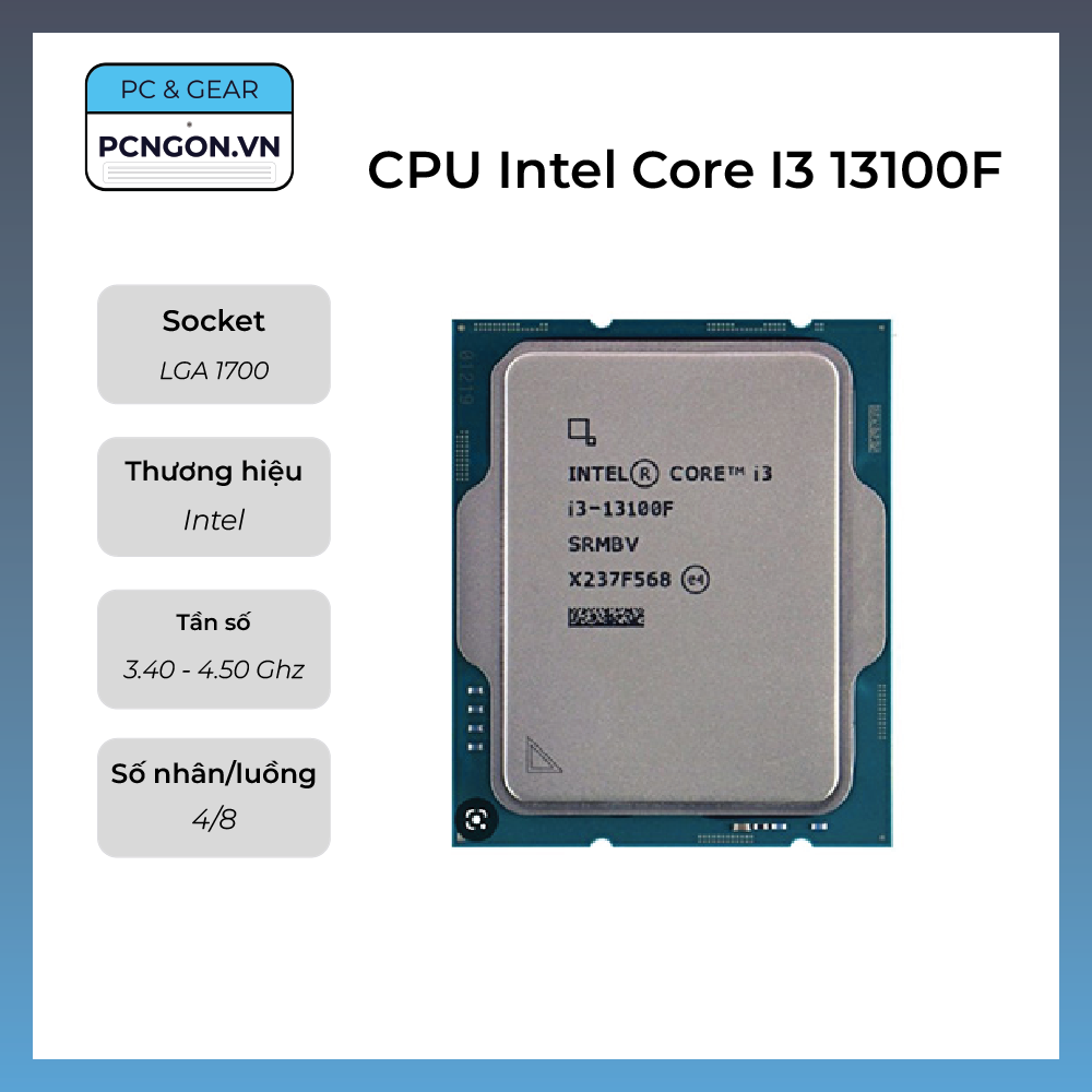Intel core i3 13100f cpu, 3.4ghz turbo 4.5ghz, 4 core 8 thread, lga1700-tray, no fan