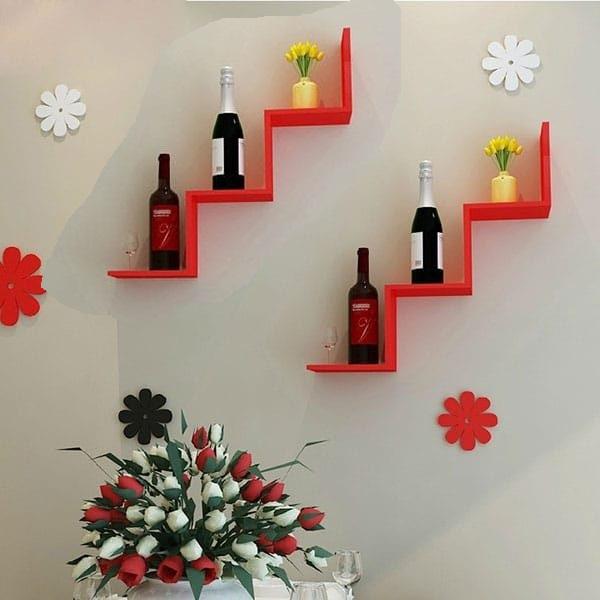 [HCM]Set 02 kệ gỗ trang trí bậc thang Diachire (Đỏ) gỗ Lõi xanh chống ẩm