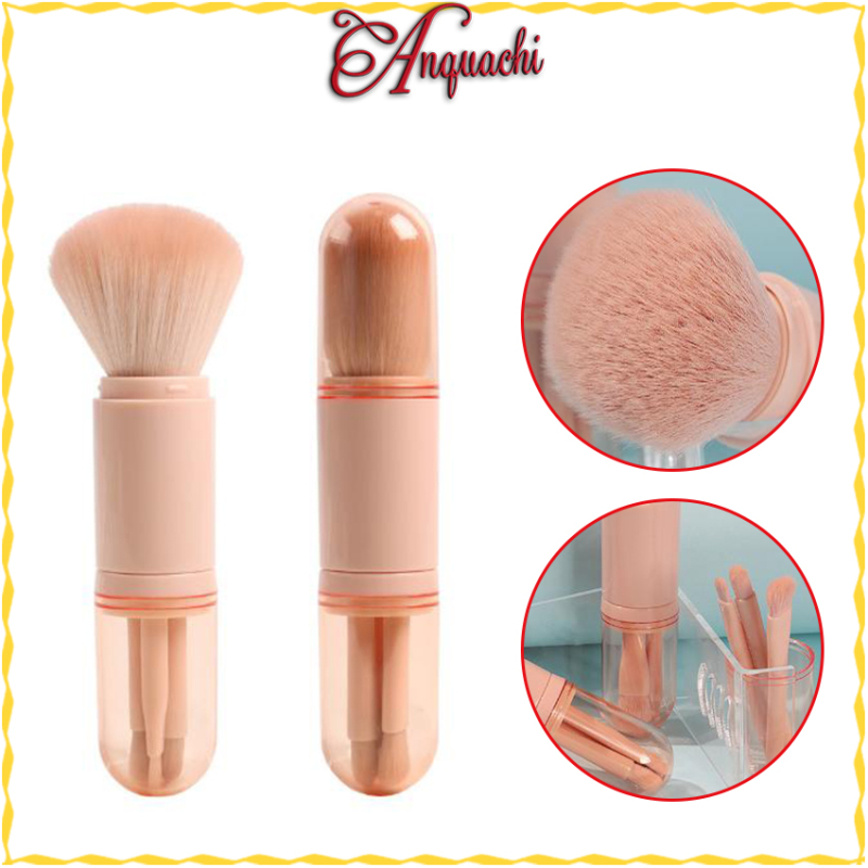 Bộ cọ trang điểm cá nhân mini siêu mịn đầy đủ kèm hộp loại tốt 4 trong 1 - Set cọ mini lông mềm siêu mịn, có nắp bảo vệ đầu lông cọ - Anquachi - Thời trang và mỹ phẩm