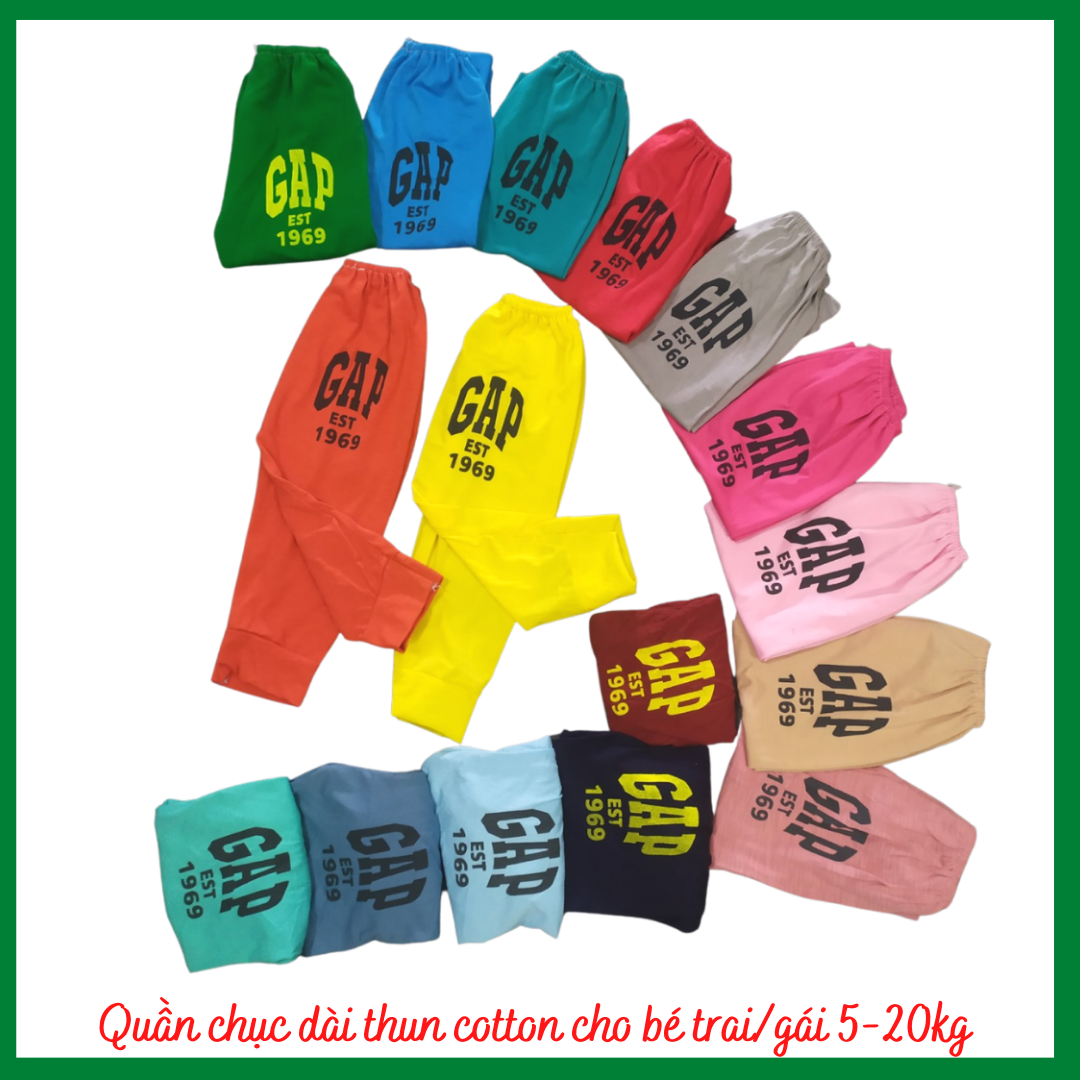 [Hoàn tiền 6%] Sét 5 quần dài chục cho bé trai, bé gái 5-20kg, chất cotton co giãn, thấm hút, mềm mại, thoải mái cho bé vận động