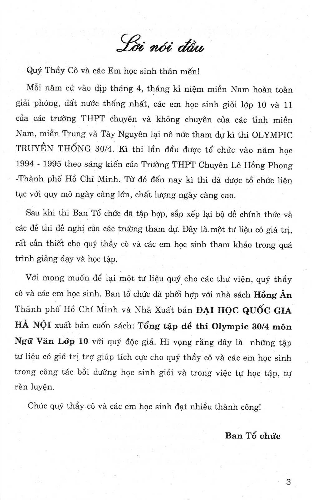Tổng Tập Đề Thi Olympic 30 Tháng 4 Ngữ Văn 10