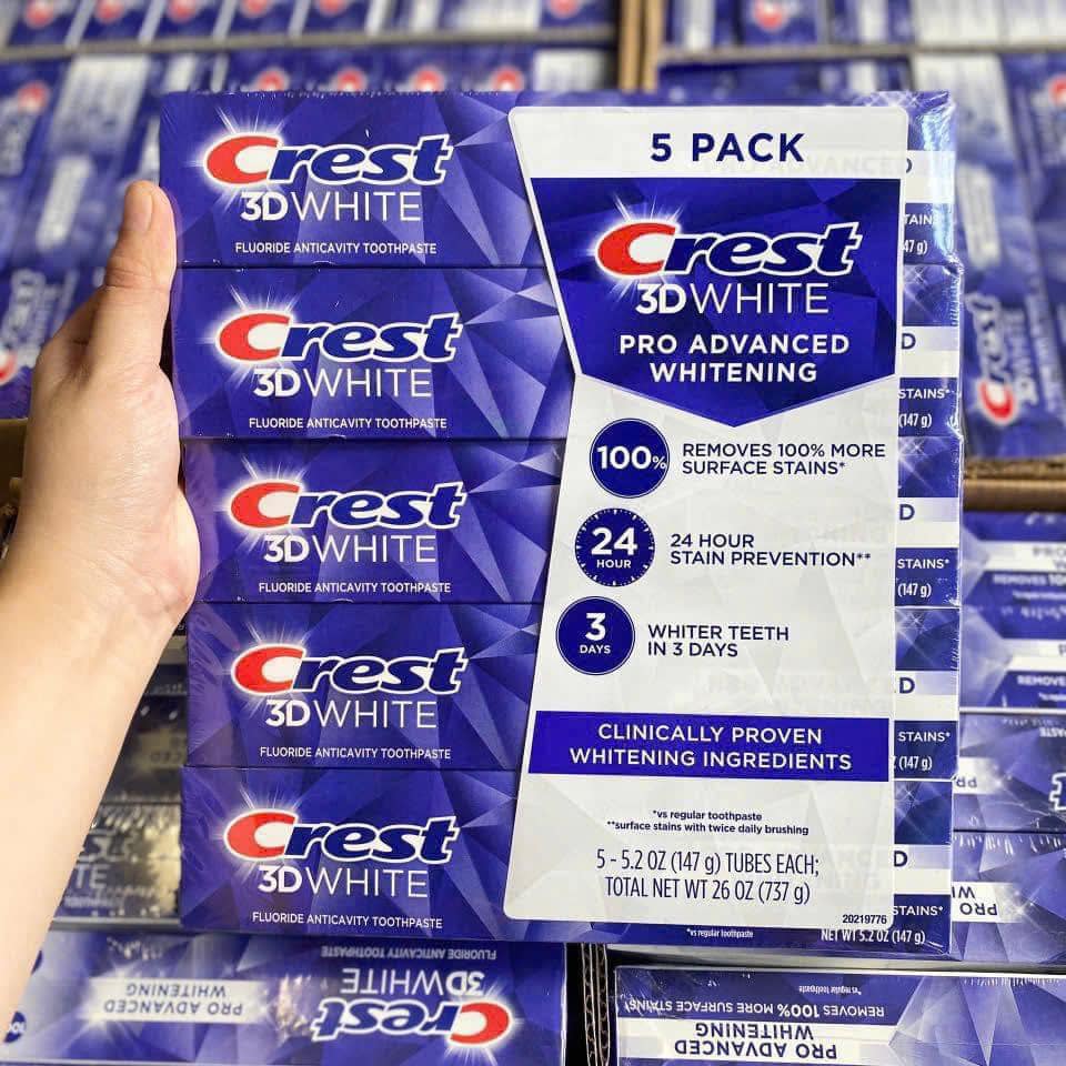 ( MẪU MỚI) KEM ĐÁNH RĂNG CREST 3D WHITE ADVANCED của Mỹ 147Gr