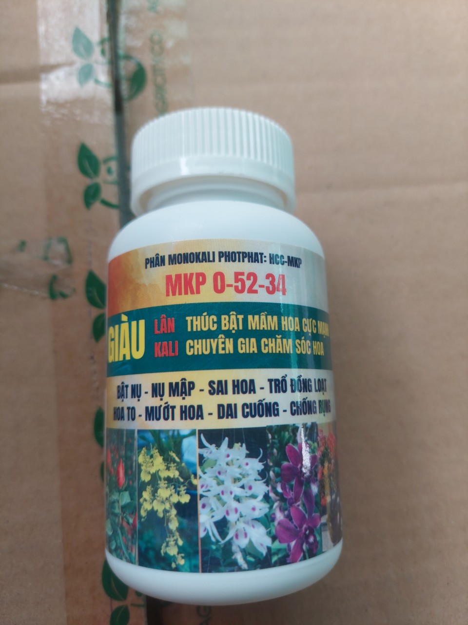 Phân bón mkp 0-52-34 giàu lân kali thúc bật mầm hoa cực mạnh lọ 100gr