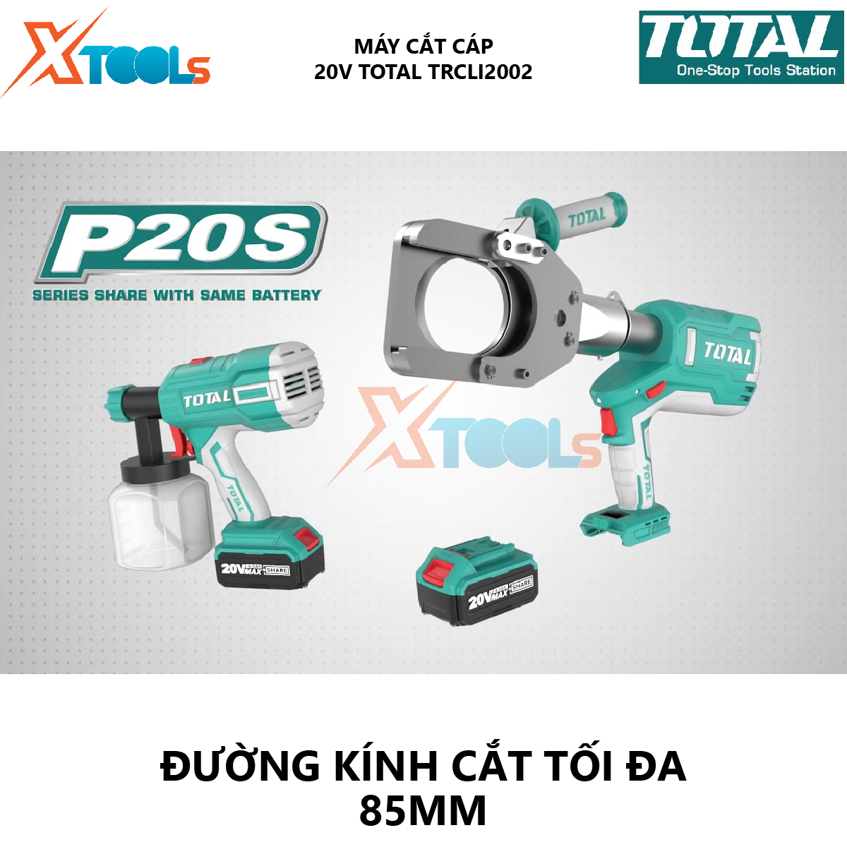 Cutting Machine hydraulic cable battery total TRCLI2002 cutting machine hydraulic cable 20V, 85mm, cutting force 60kn, 86mm, lithium battery 20V/4.0ah cut the power cables size large-high hardness, hydraulic system easy to use [xsafe] [Xtool]