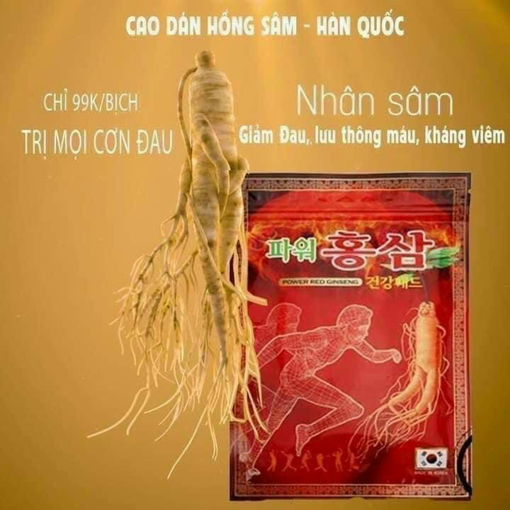 [HCM - Nhiều Mẫu] Cao Dán Hồng Sâm Hàn Quốc - túi 20 miếng
