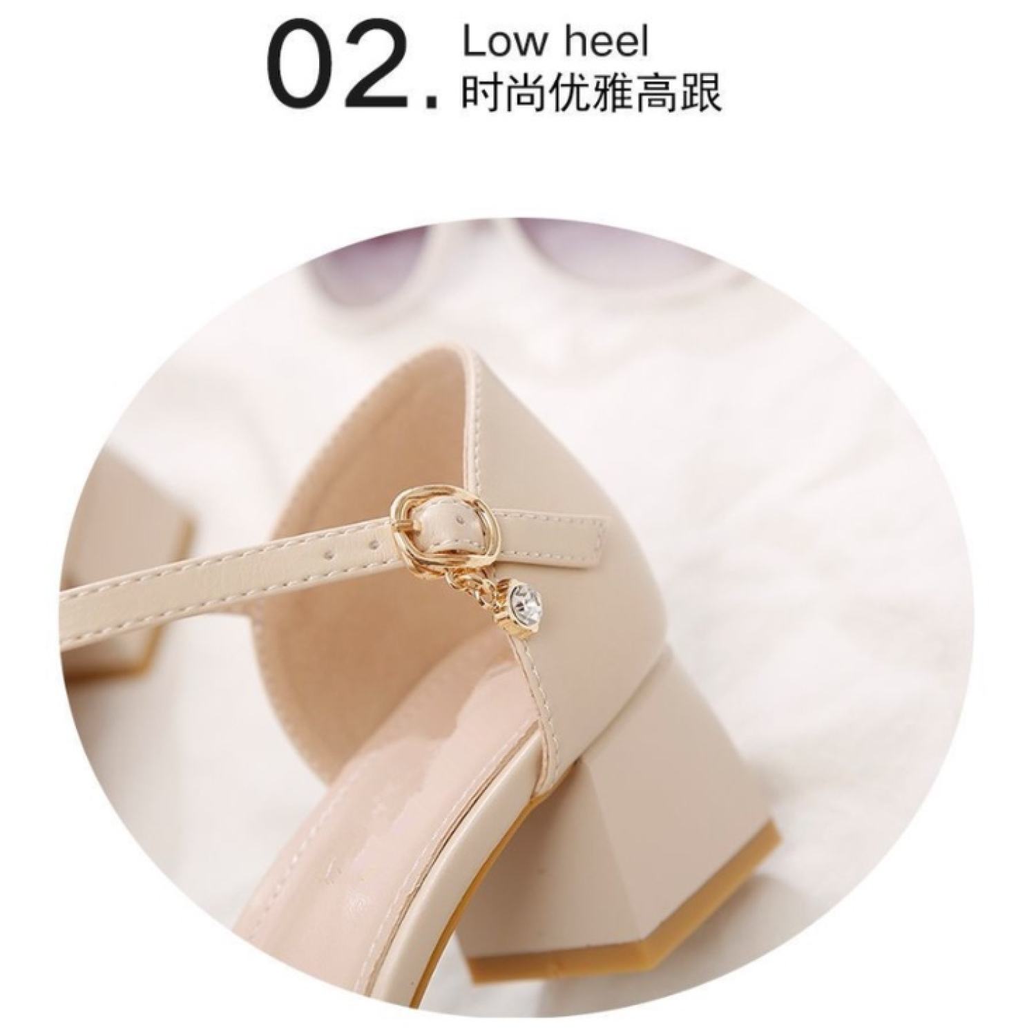 Giày cao gót Sandal đế 3cm mũi vuông