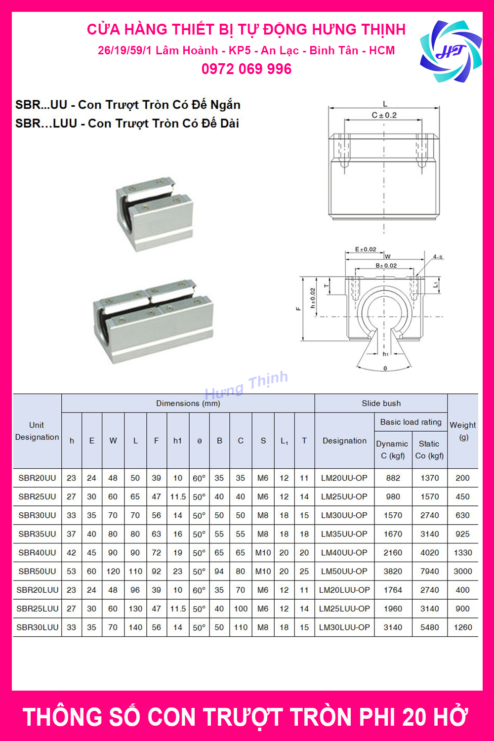 Con Trượt Tròn Phi 20 Hở