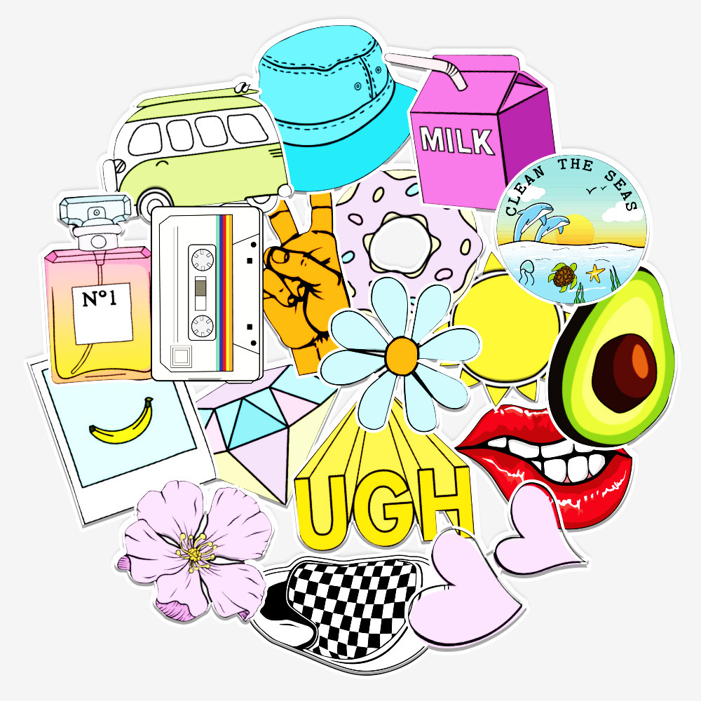 Sticker dán mũ bảo hiểm hình scrunchies Sticker chống nước dán laptop, điện thoại, mũ bảo hiểm, vali