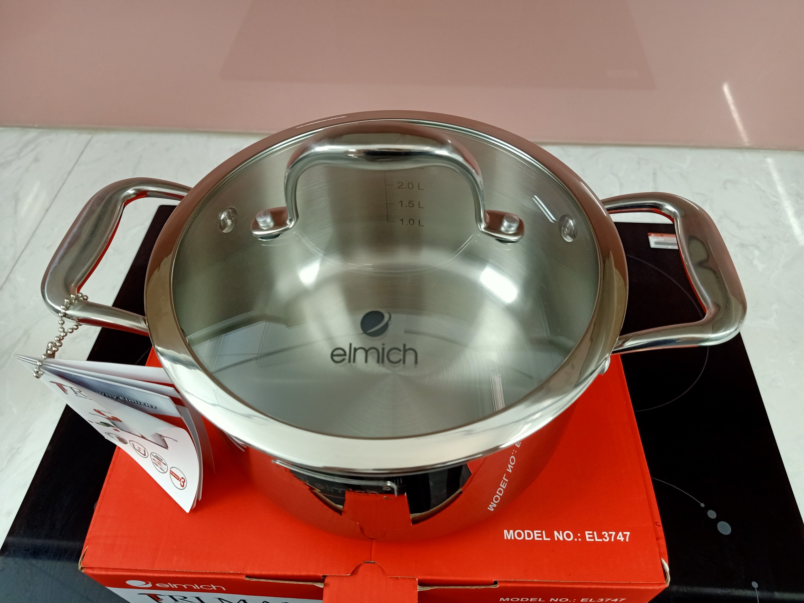Nồi  Inox 3 lớp cao cấp đáy liền Elmich Trimax XS 3747 18cm, 20cm, 24cm, 26cm, 28cm