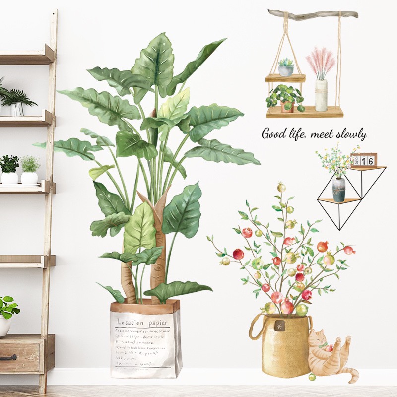 Decal dán tường [Bộ sưu tập các mẫu hoa lá,động vật] BS295
