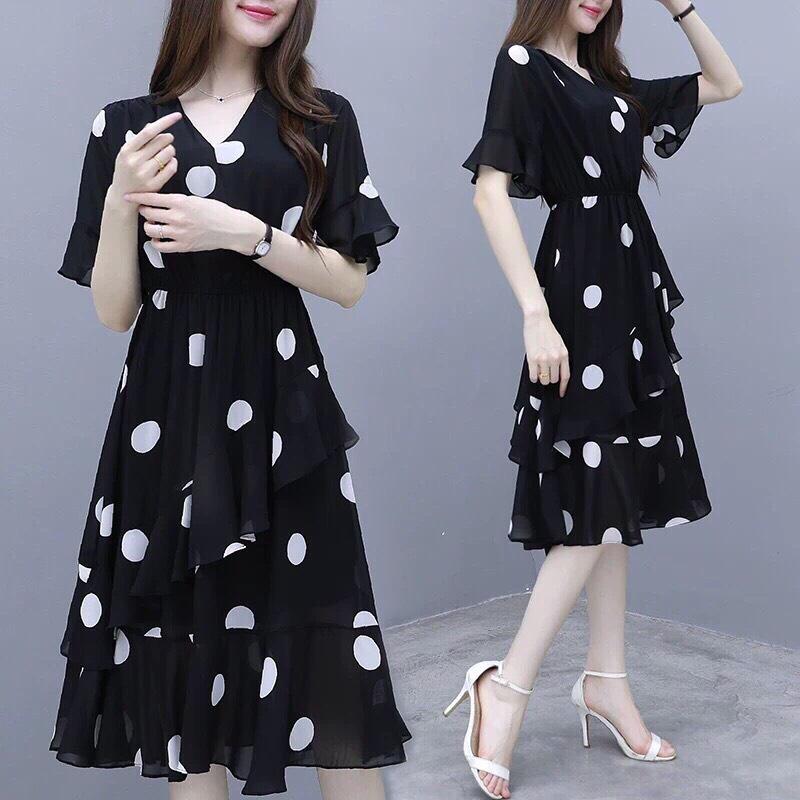 ĐẦM VOAN LỤA CHẤM BI - XẾP TẦNG - CỰC ĐẸP  CHO QUÝ CÔ