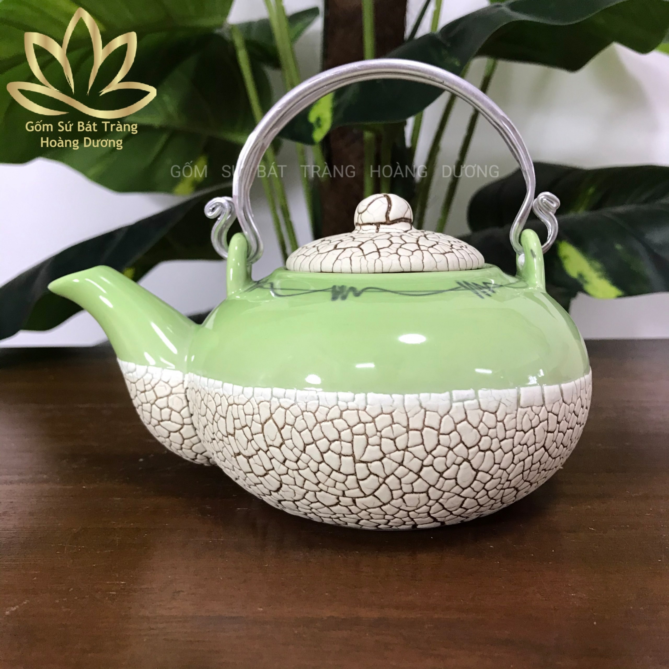 Ấm pha trà men rạn Bát Tràng dáng tròn 400ml ( 3 màu tùy chọn)