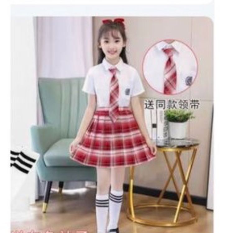 chân váy xếp ly kẻ trẻ emcv002