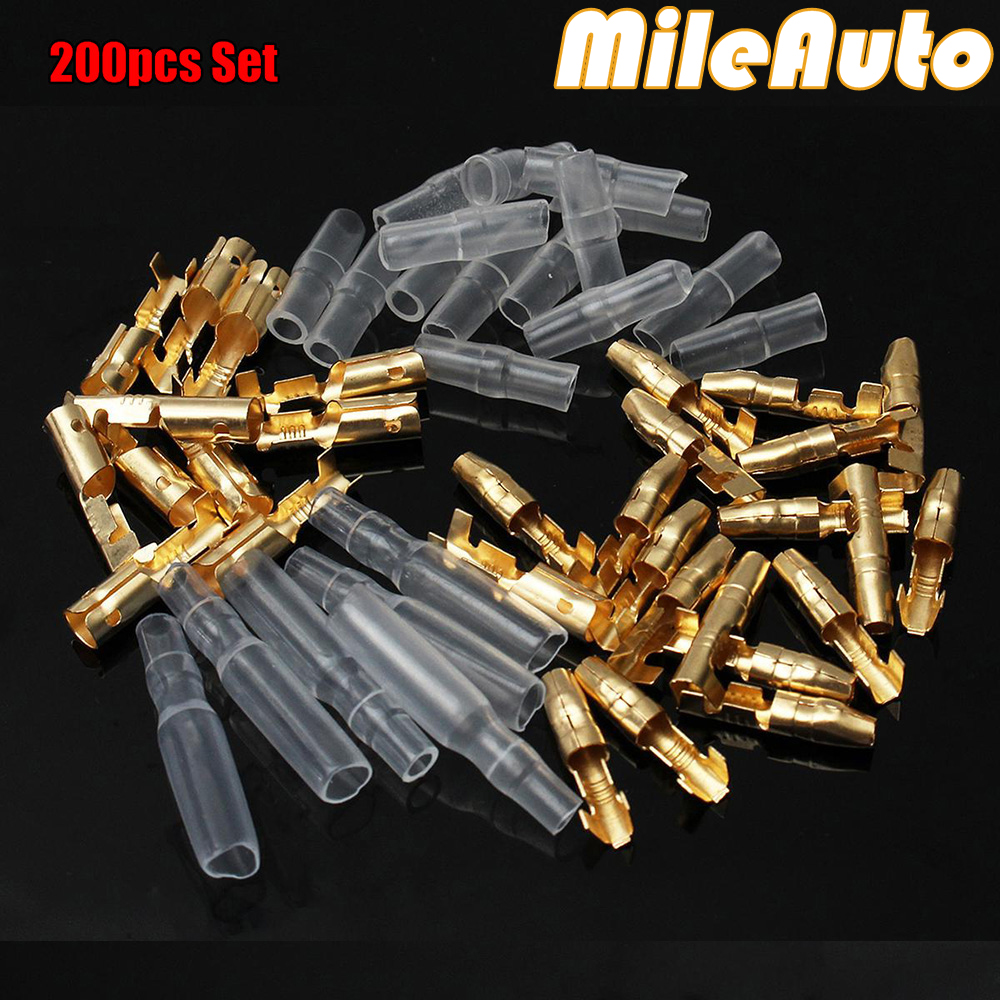 200pcs Kits 3.9mm Male Female Electric Cable Wire Connectors Socket Terminal NEW