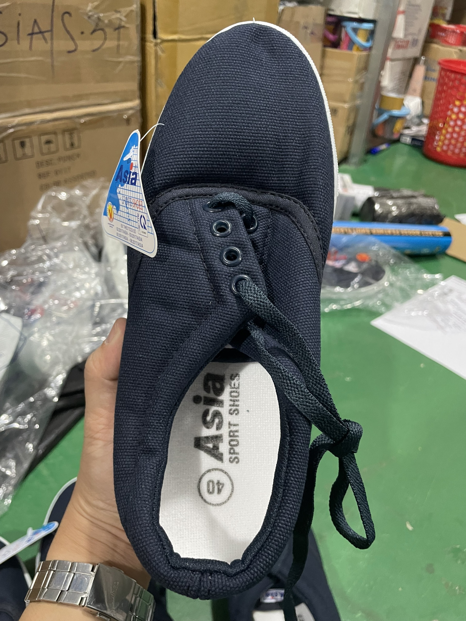 Giày Vải Bata Asia Có Cột Dây Màu Xanh