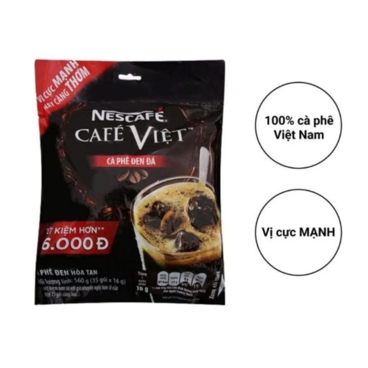 [DATE 8/2025][COMBO 2 BỊCH DATE MỚI] NESCAFÉ hòa tan - Cà phê Việt Đen đá (35gói x 16g)