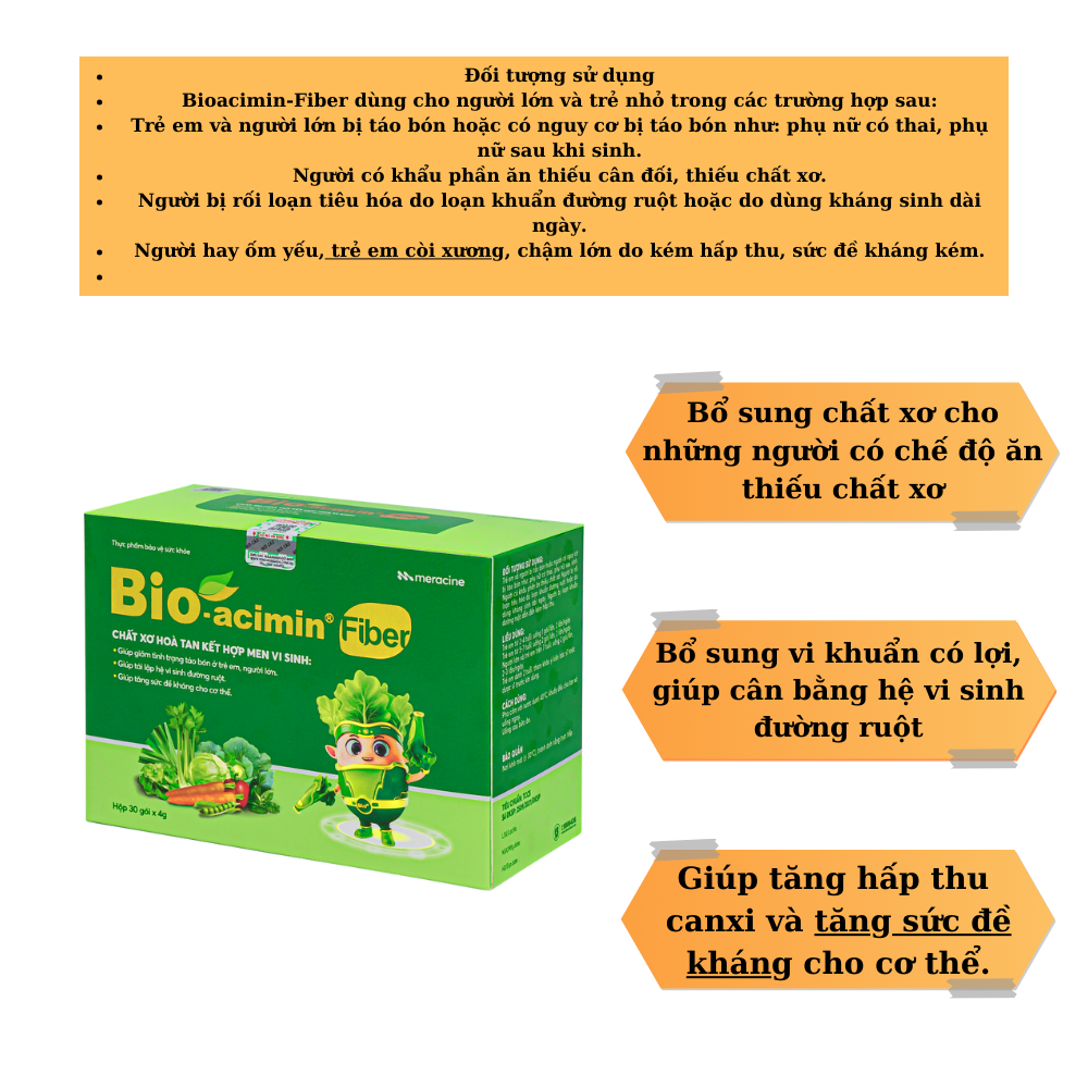 [HCM]Cốm vi sinh Bio-acimin Fiber 30 Gói x 4G