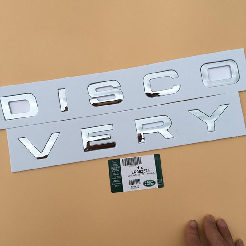 Tem logo chữ nổi DISCOVERY trang trí xe (bạc)