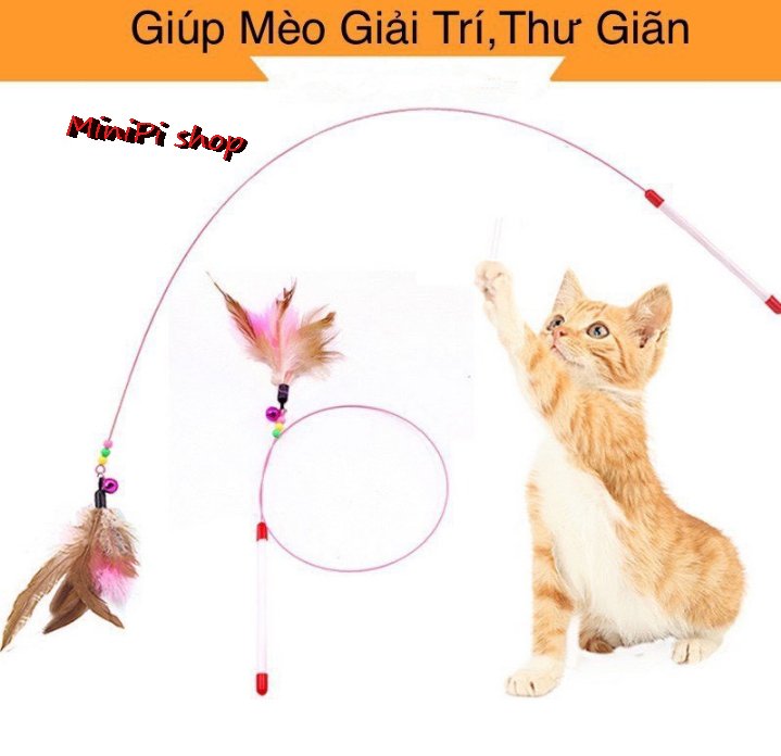 [HCM]Cần câu trêu mèo lông vũ dây thép
