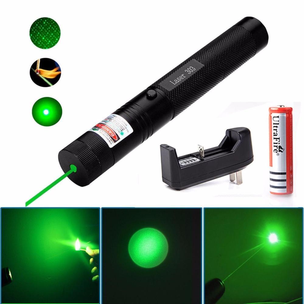 Đèn lazer - Laser - bút laze tia xanh / đỏ cực sáng công suất lớn có thể đốt cháy qua diêm bao gồm bộ sạc, có điều chỉnh hoa văn hiệu ứng ánh sáng cực đẹp