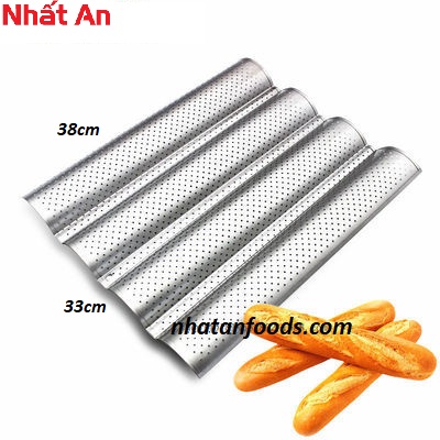Khay nướng bánh mì baguette 4 rãnh màu trắng