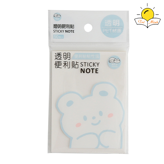 Bộ 50 giấy note ghi chú trong suốt, giấy nhớ học tập, văn phòng tiện dụng NO02