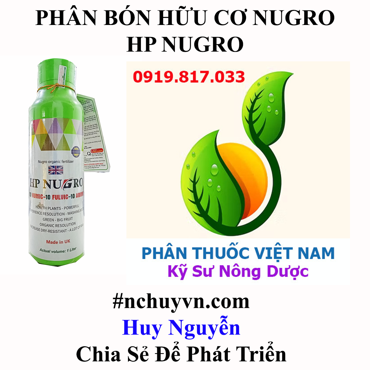 Phân bón hữu cơ nugro 1lít - hp nugro - 10 humic-10 fulvic-10 amino