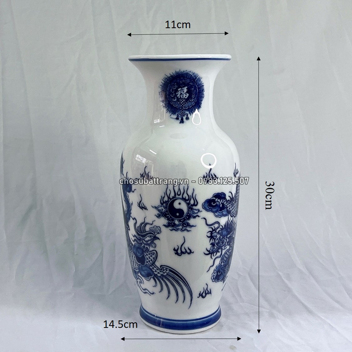 Lọ lộc bình thờ men xanh lam