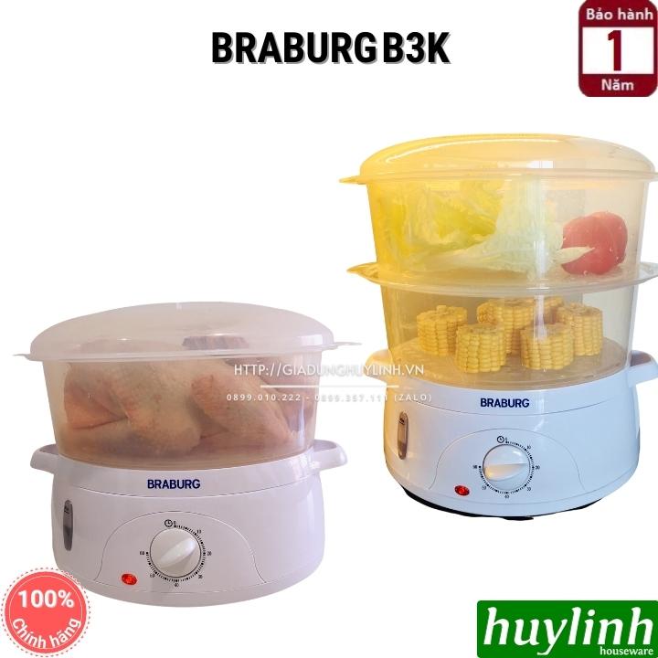Nồi hấp điện 3 tầng Braburg B3L - 8.5 lít - B3K - 9 lít