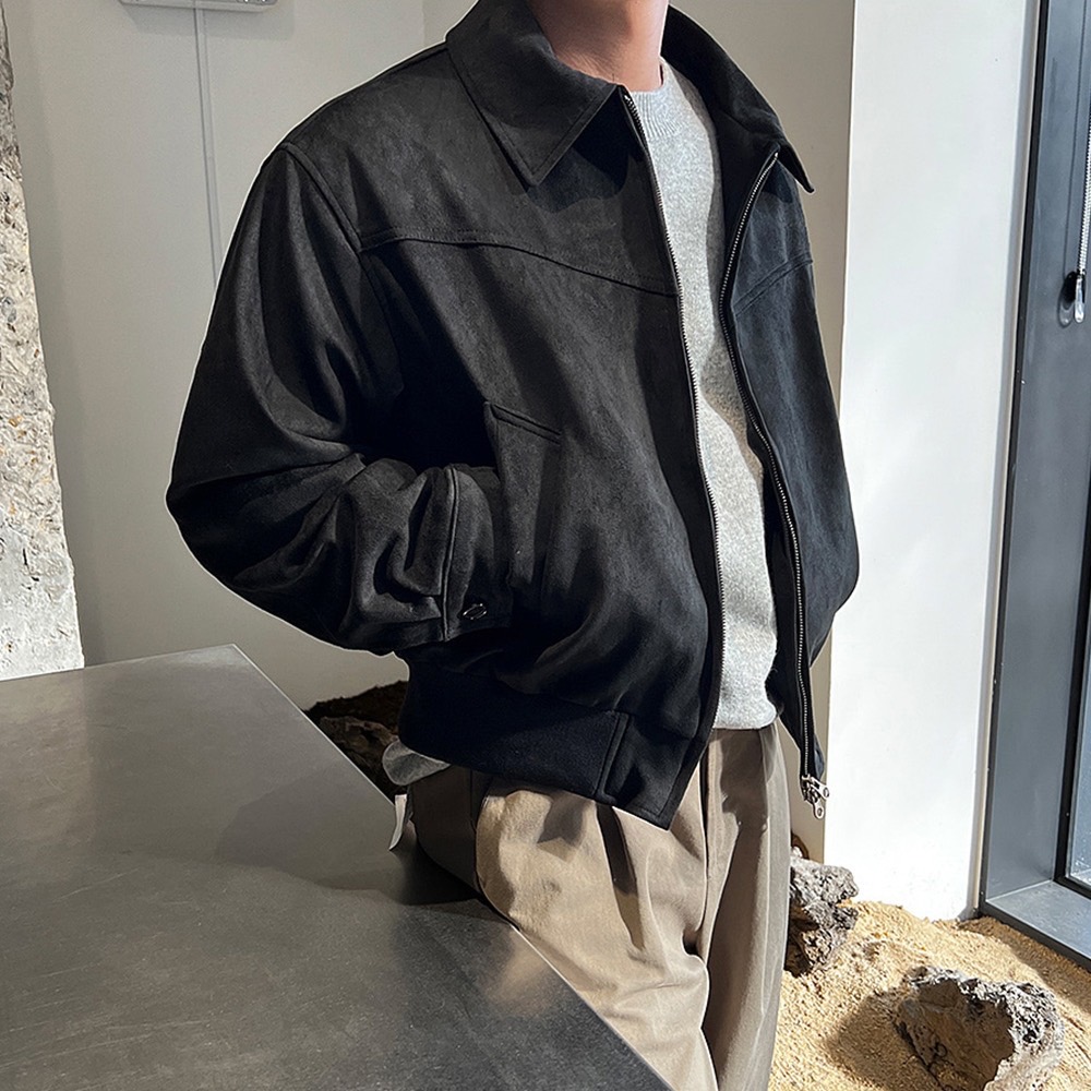 Áo Khoác Nam Da Lộn Đen Trơn Basic Phong Cách Hàn Quốc Có Big Size DONG PHUONG FASHION