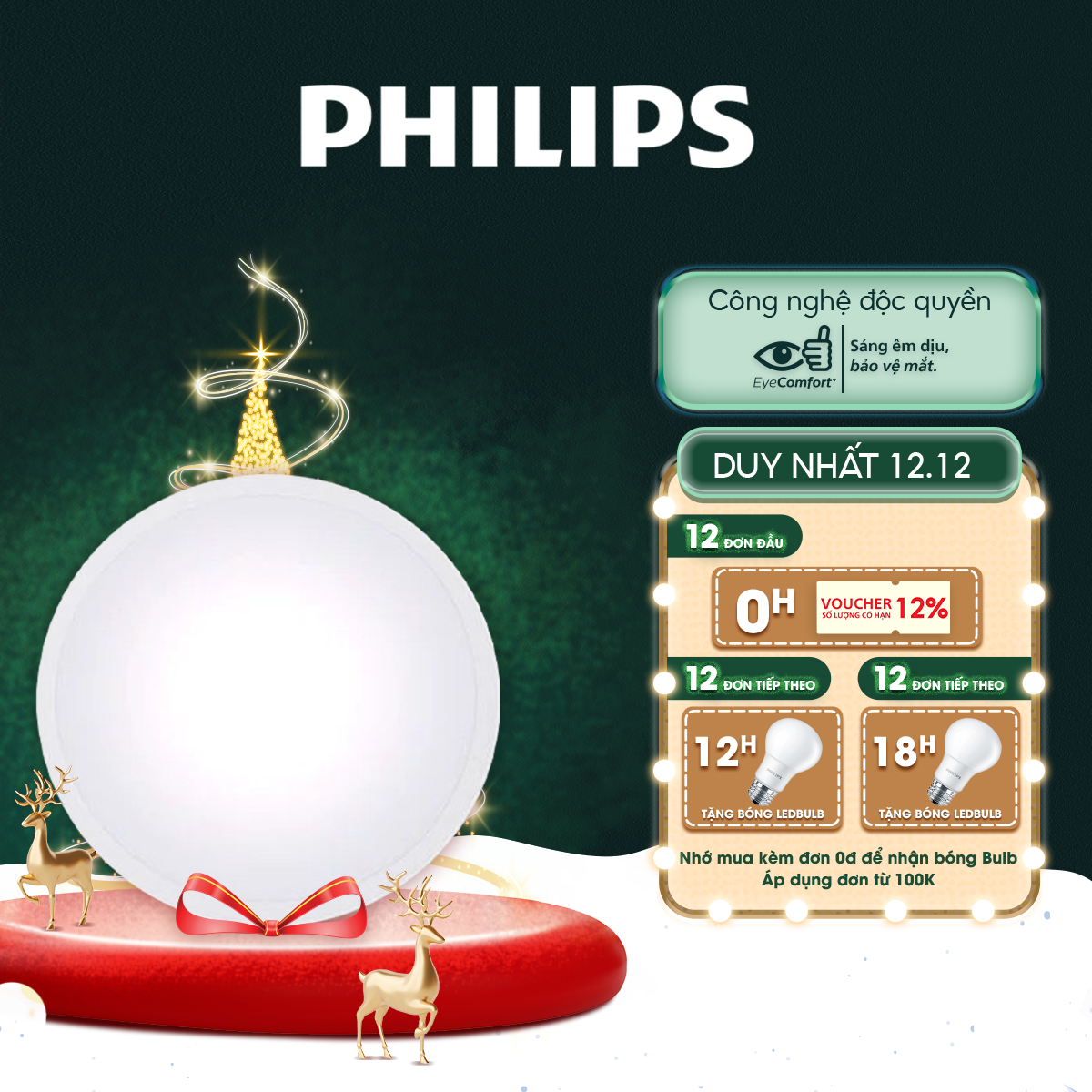 Bộ đèn ốp trần Philips LED tròn 31808 CAVANAL LED 4000K 13.5W