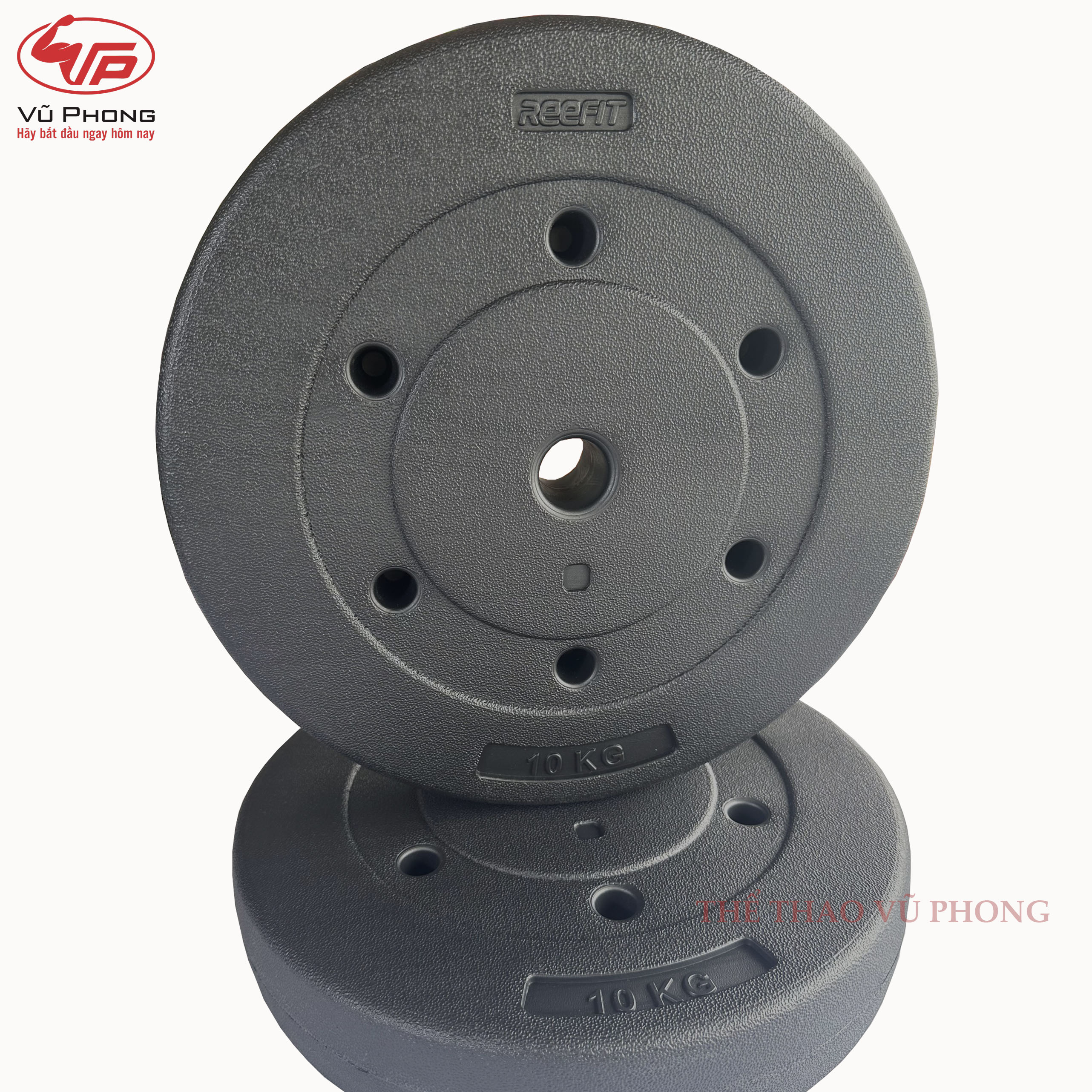 Bộ 2 Tạ Nhựa Miếng Tròn 10KG (Đã Có Ruột)