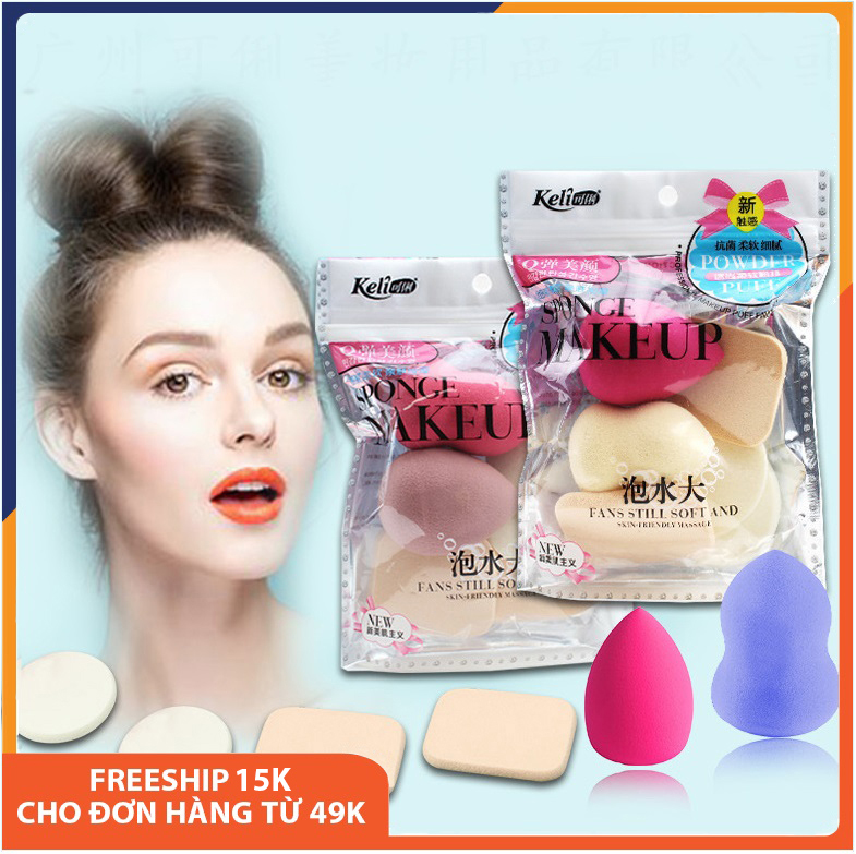 Mút trang điểm KELI siêu đẹp mịn, độ đàn hồi cực tốt, miếng mút trang điểm, miếng mút tán kem, mút tán phấn, sản phẩm mới nhất hiện nay - SPU006