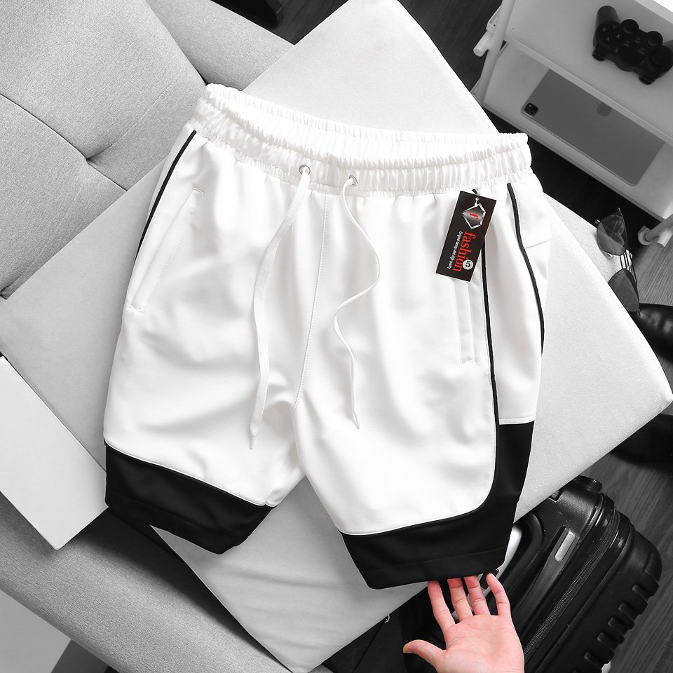 (bigsize) Quần short thun nam thời trang bigsize ( 90 - 140kg) - phối trắng đen