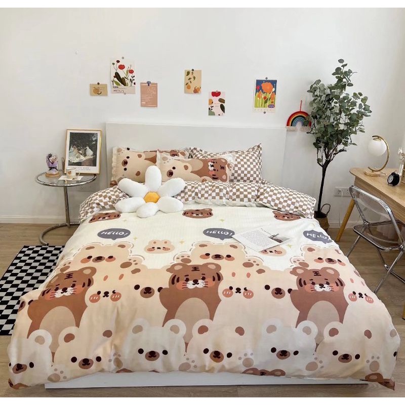 Bộ ga gối 3 món poly coton 1m6x2m và 1m8x2m hàng loại 1