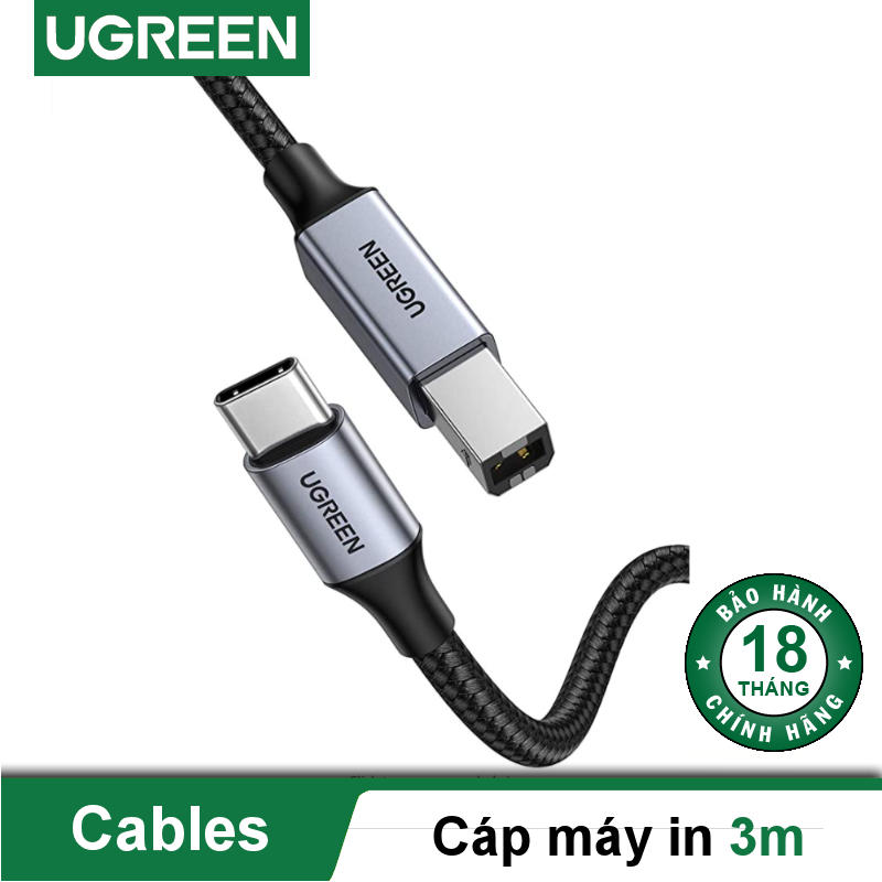 Dây máy in hỗ trợ cổng USB type C sang USB B dài 1-3m UGREEN US370